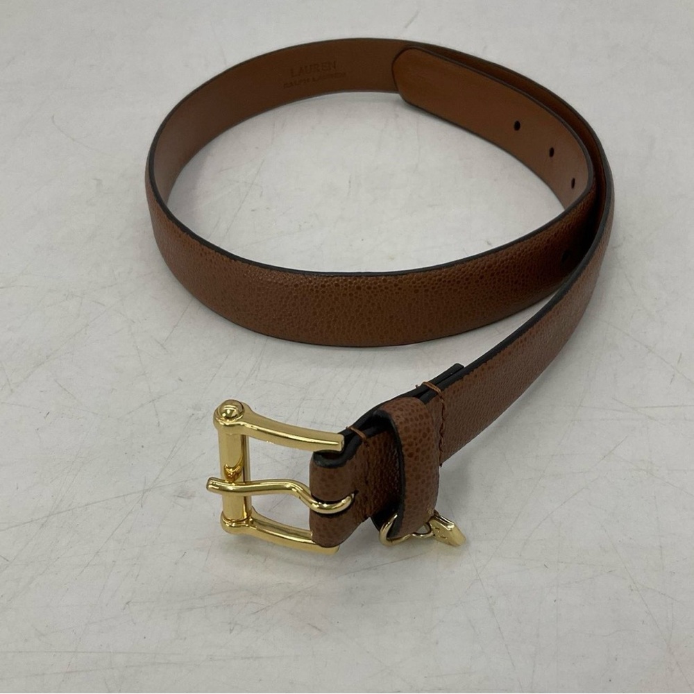 Lauren Ralph Lauren Brown Leather Belt with Brass Hardware
